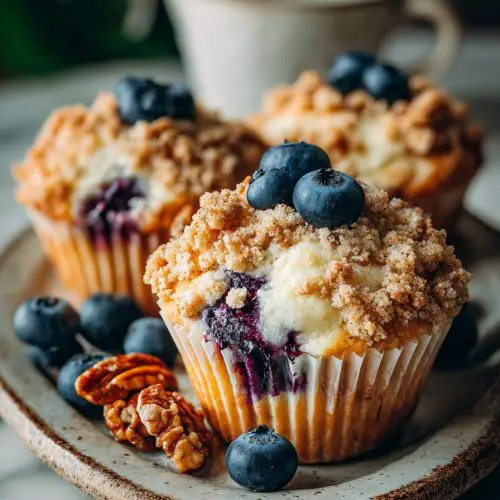 Blueberry Cheesecake Crumble Muffins