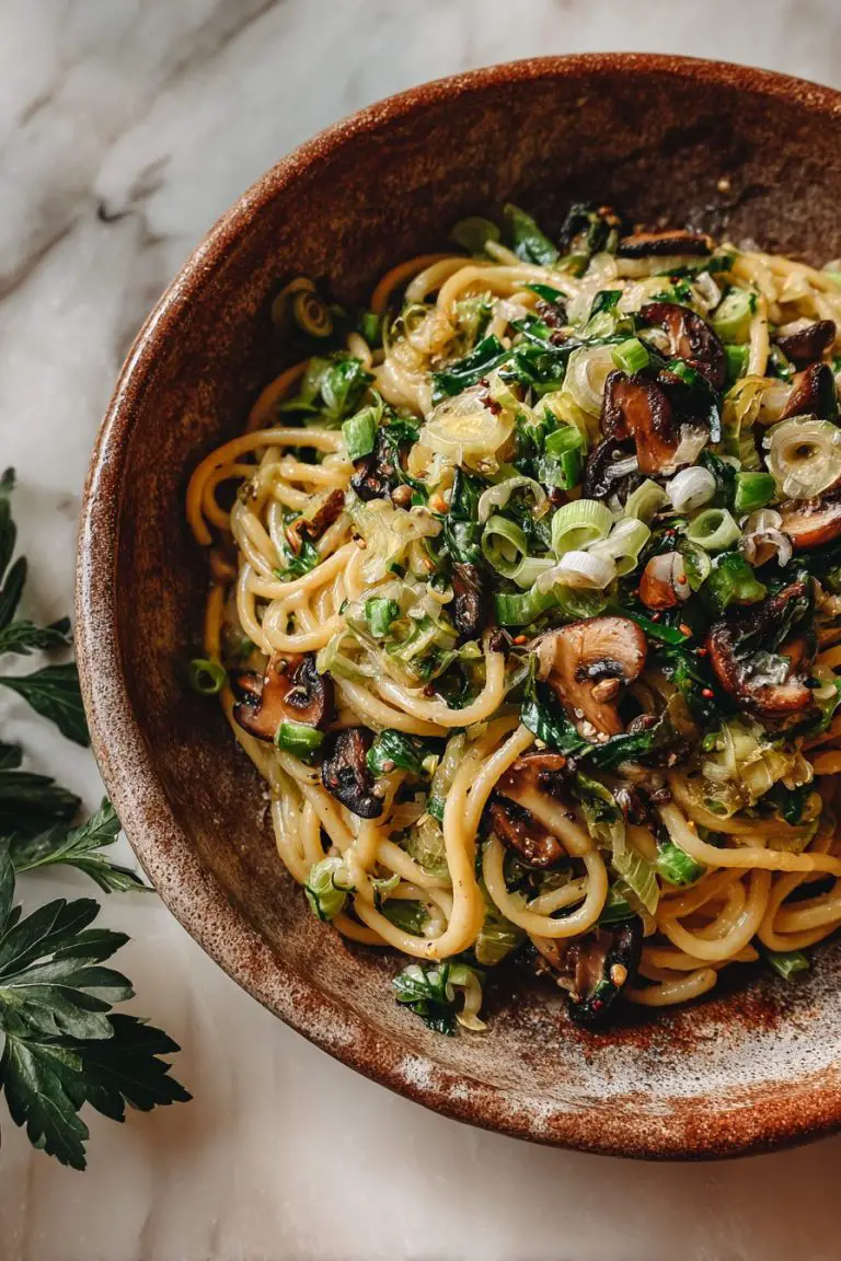 Caramelized Leek Mushroom Gruyere Pasta