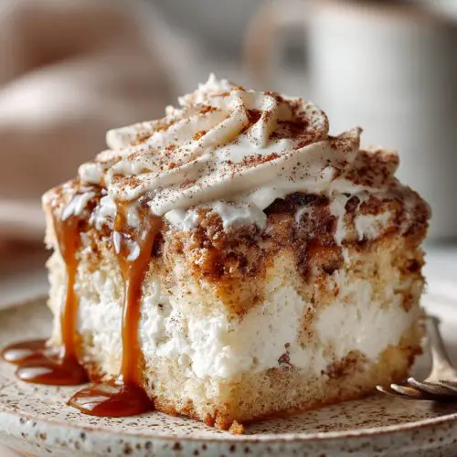 Cinnamon Roll Poke Cake Delight