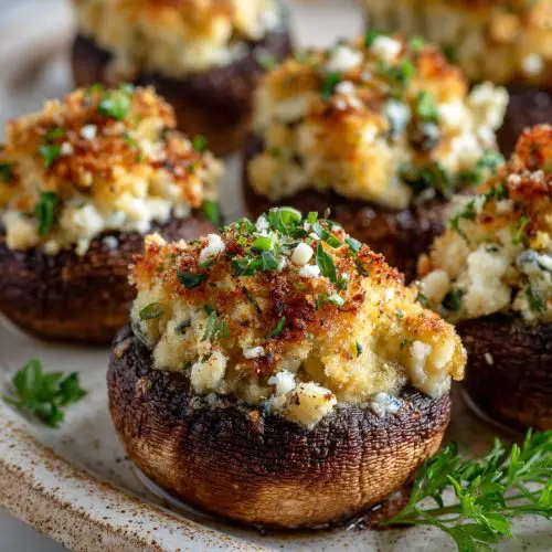 Creamy Air Fryer Stuffed Mushrooms