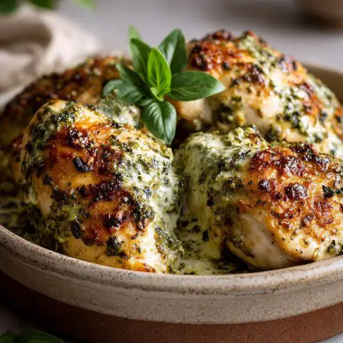 Creamy Garlic Pesto Chicken Recipe