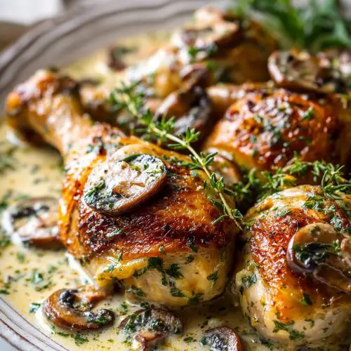 Creamy Mushroom Chicken Legs