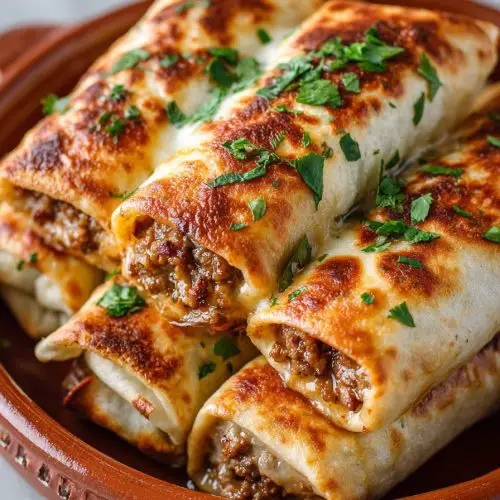 Easy Beef and Cheese Chimichangas