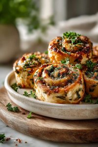 Easy Caramelized Onion Spinach Pizza Rolls