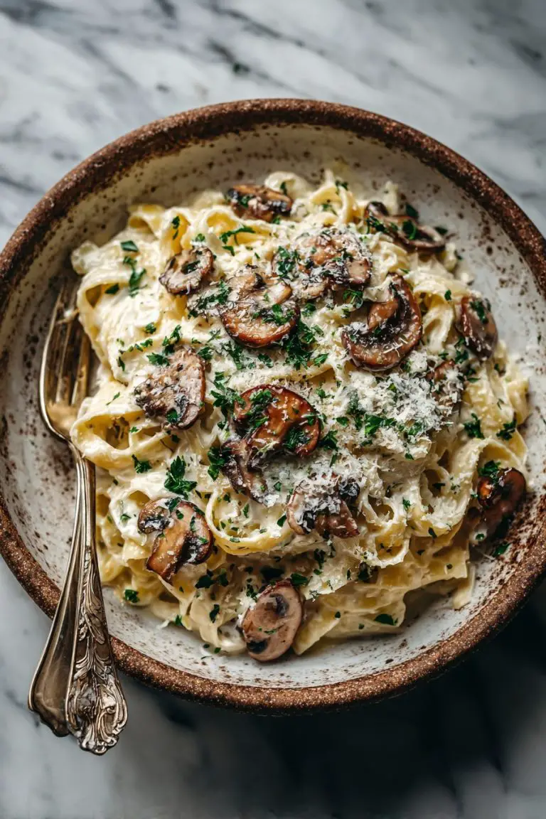 Easy Mushroom Fettuccine Alfredo