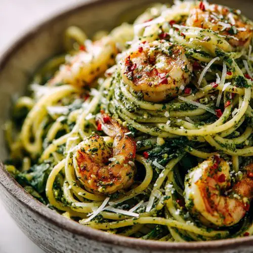 Easy Pesto Shrimp Pasta Recipe