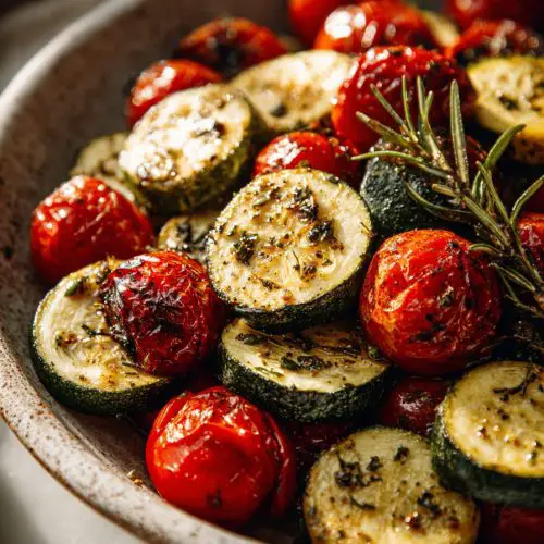 Garlic Roasted Zucchini and Tomatoes