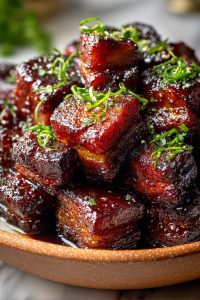 Maple Bourbon Pork Belly Burnt Ends