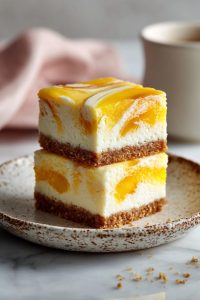 Peaches and Cream Cheesecake Bars Recipe