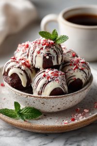Peppermint Brownie Truffles
