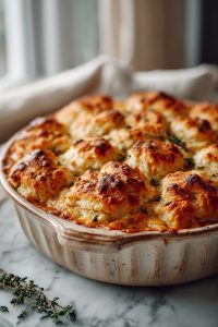 Savory Chicken and Buttery Biscuits Casserole