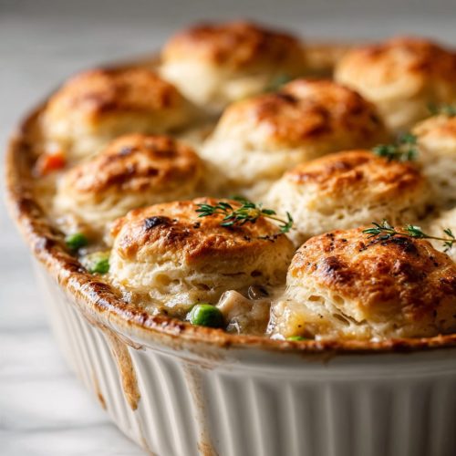 Savory Chicken and Buttery Biscuits Casserole