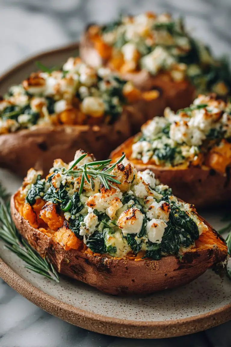 Spinach and Feta Stuffed Sweet Potatoes