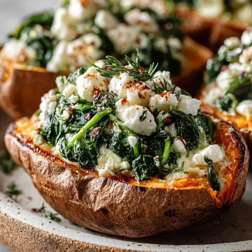Spinach and Feta Stuffed Sweet Potatoes
