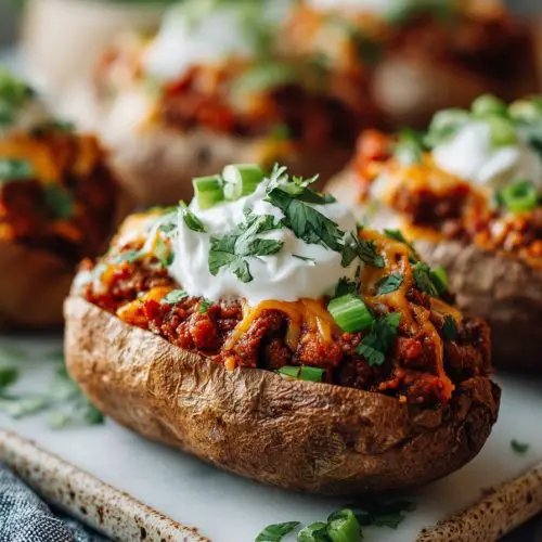 Turkey Chili Baked Potatoes