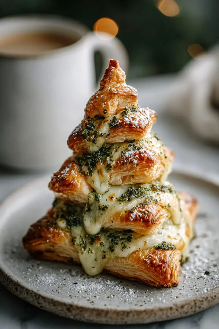 Cheesy Puff Pastry Christmas Tree with Basil Pesto