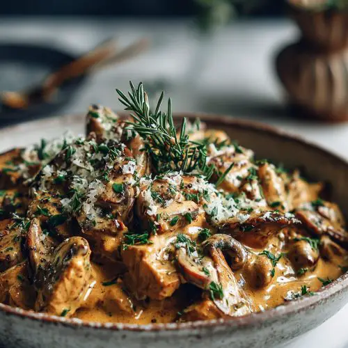 Easy Mushroom Seitan Stroganoff