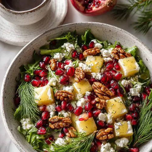 Pomegranate Christmas Salad with Honey Mustard Dressing