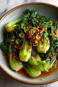 Quick Bok Choy with Ginger Chili Sauce