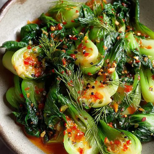 Quick Bok Choy with Ginger Chili Sauce