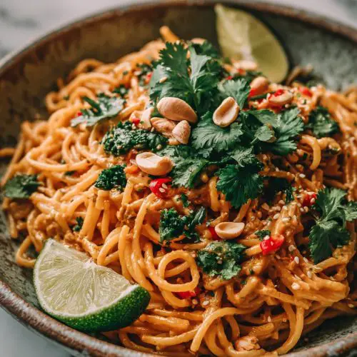 Quick Peanut Sauce Rice Noodles