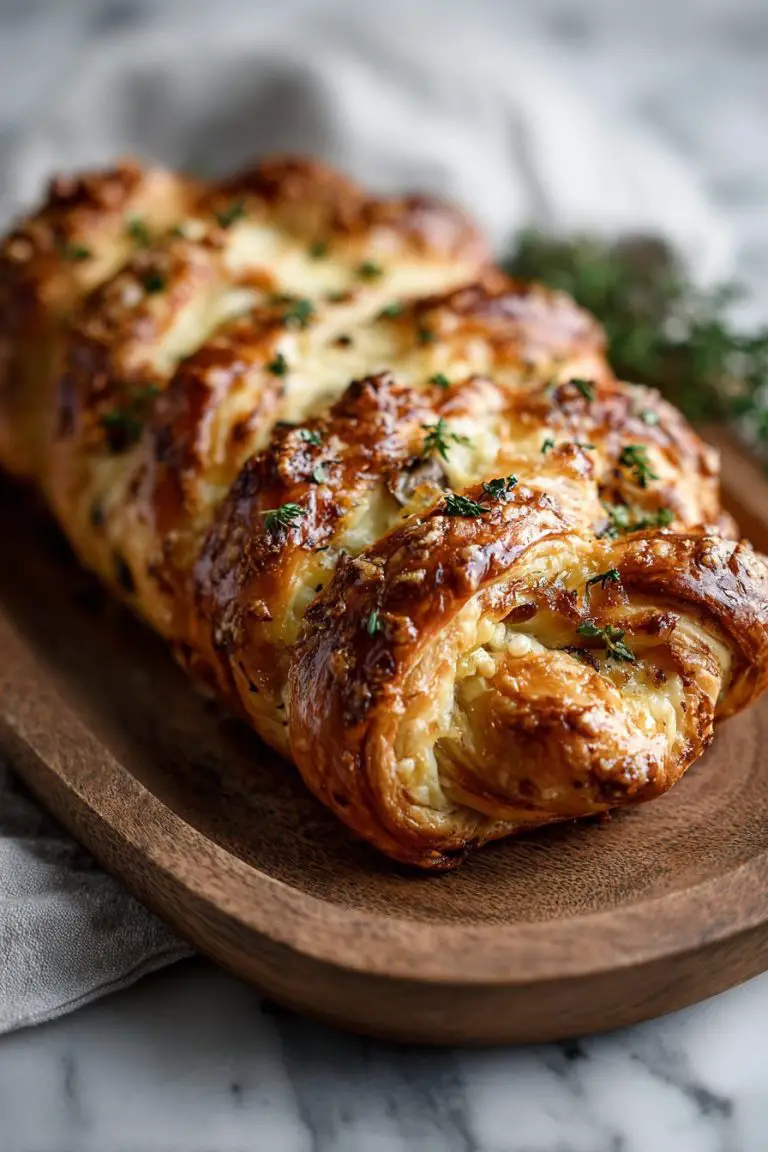 Savory Mushroom Gruyere Puff Pastry Braid