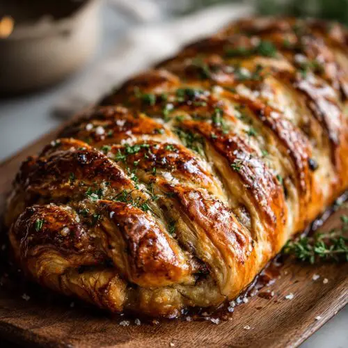 Savory Mushroom Gruyere Puff Pastry Braid