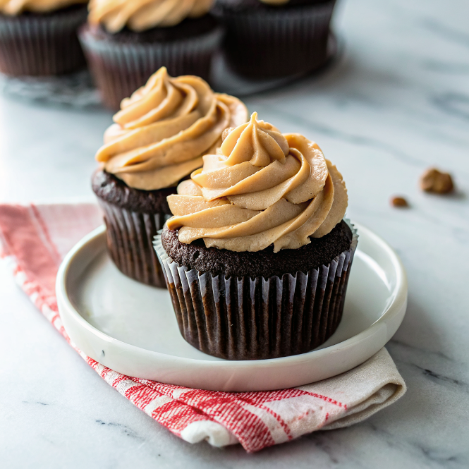 Dark Chocolate Cupcakes with Peanut Butter FrostingNew