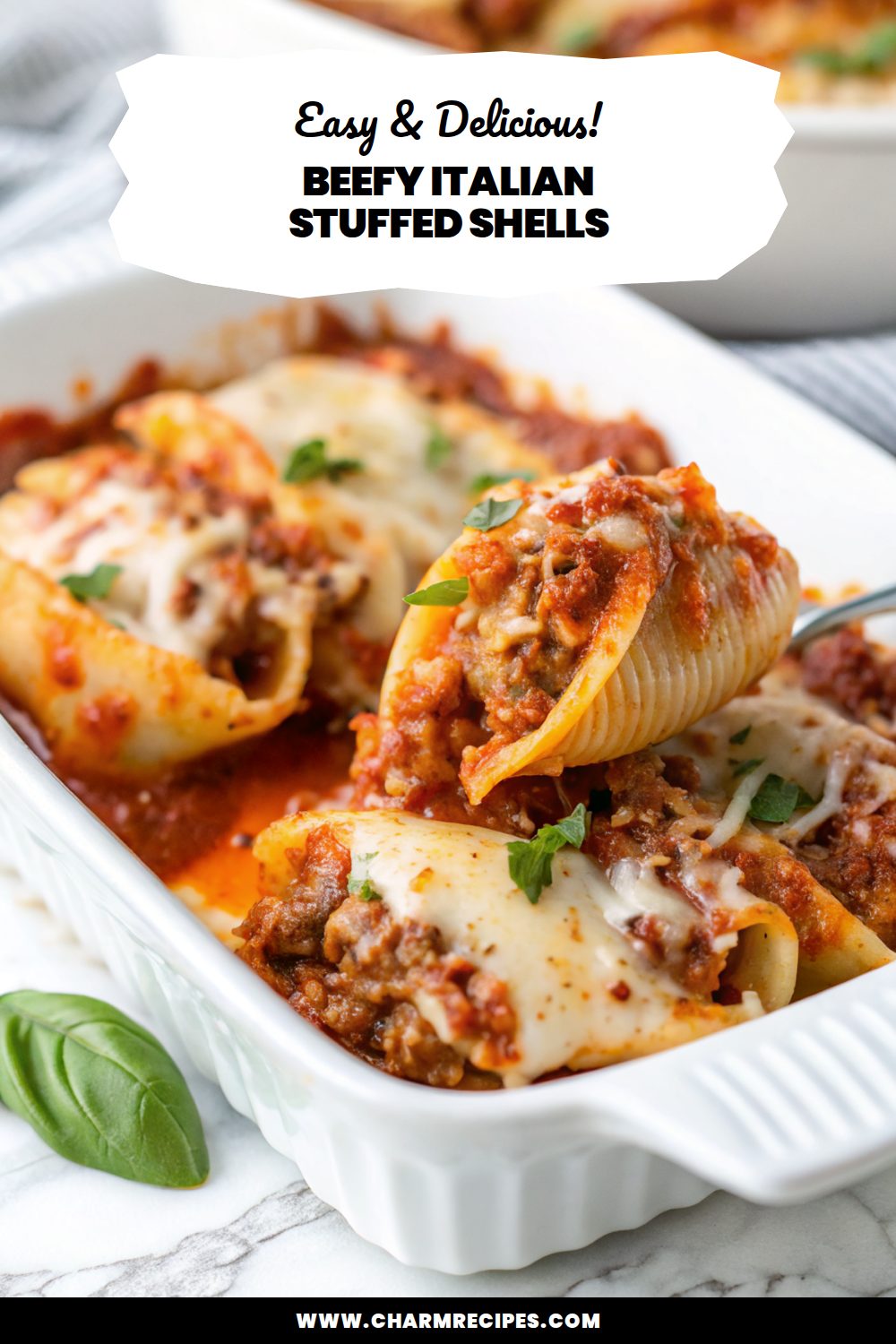 Beefy Italian Stuffed Shells Recipe