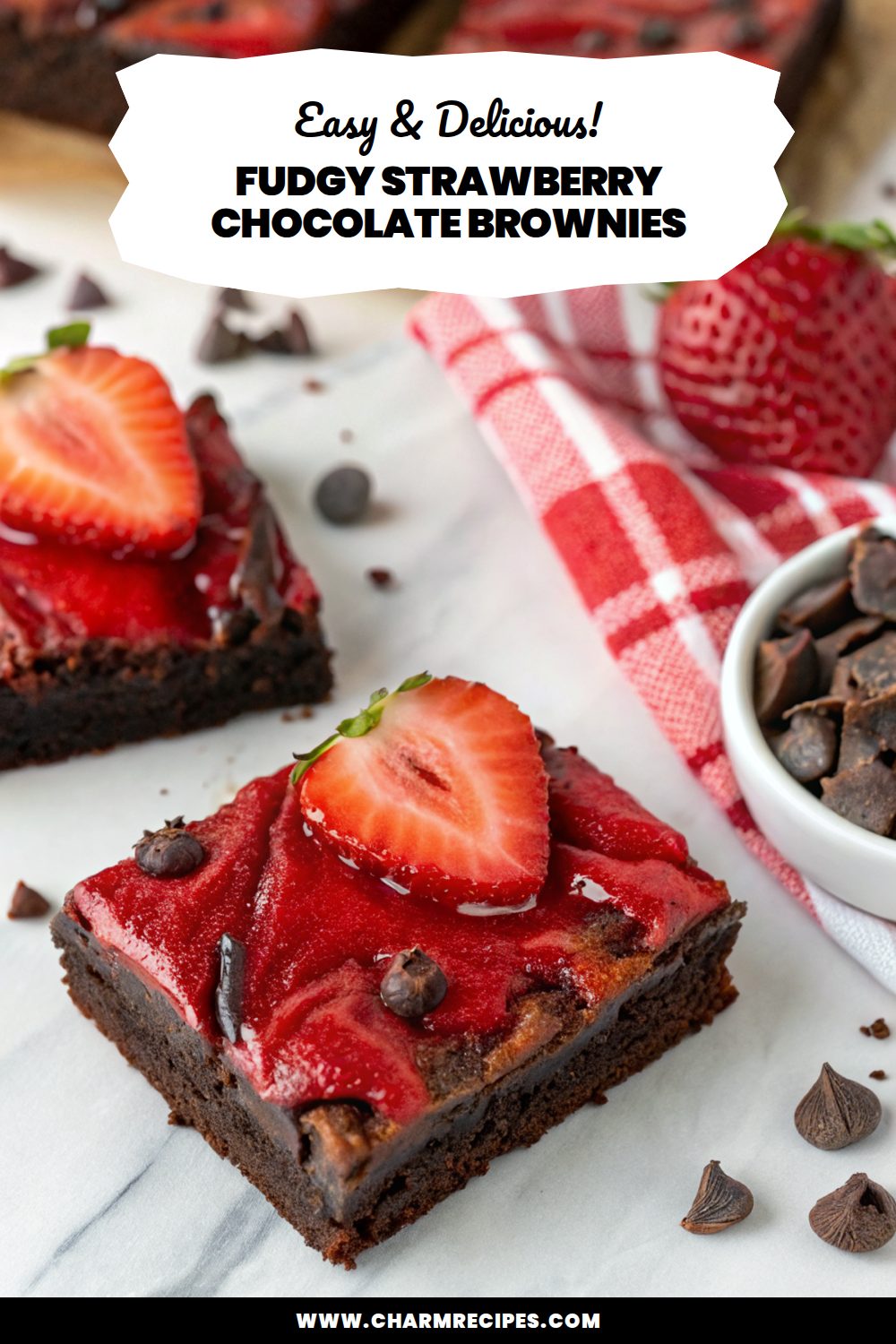 Fudgy Strawberry Chocolate Brownies