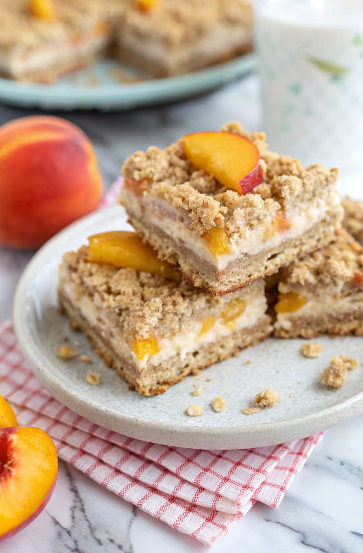 Peach Cinnamon Oatmeal Cheesecake BarsNew