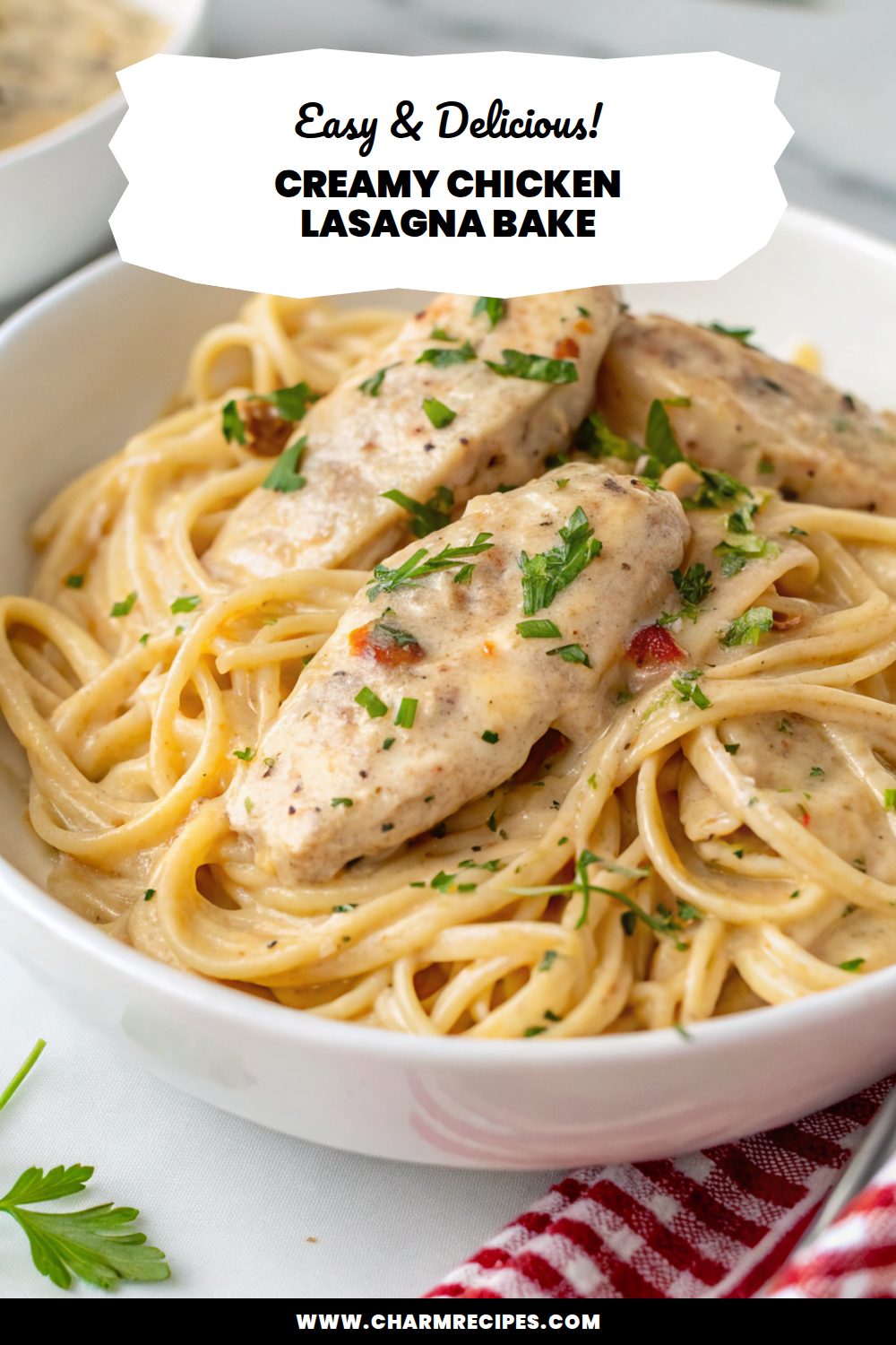 Creamy Chicken Lasagna Bake
