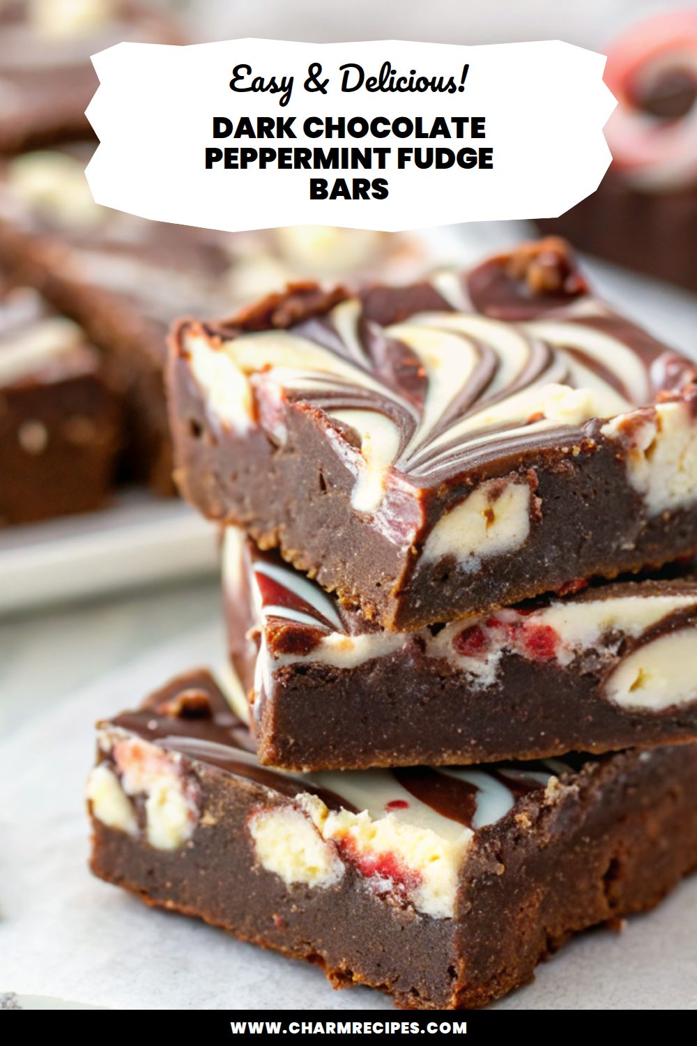 Dark Chocolate Peppermint Fudge Bars