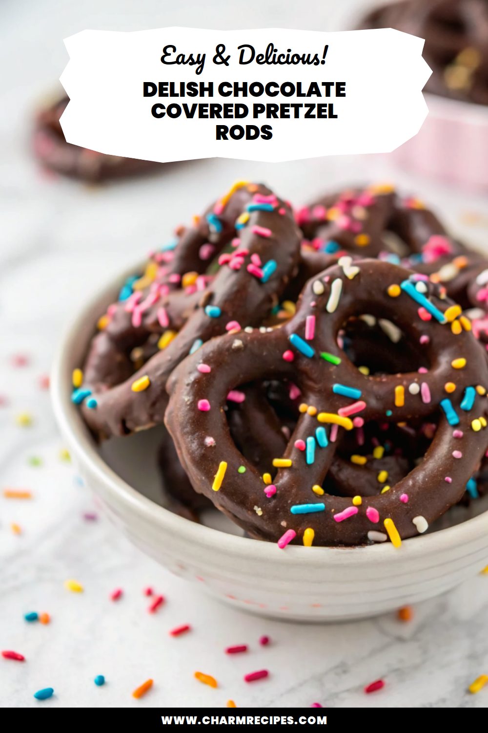 Delish Chocolate Covered Pretzel Rods