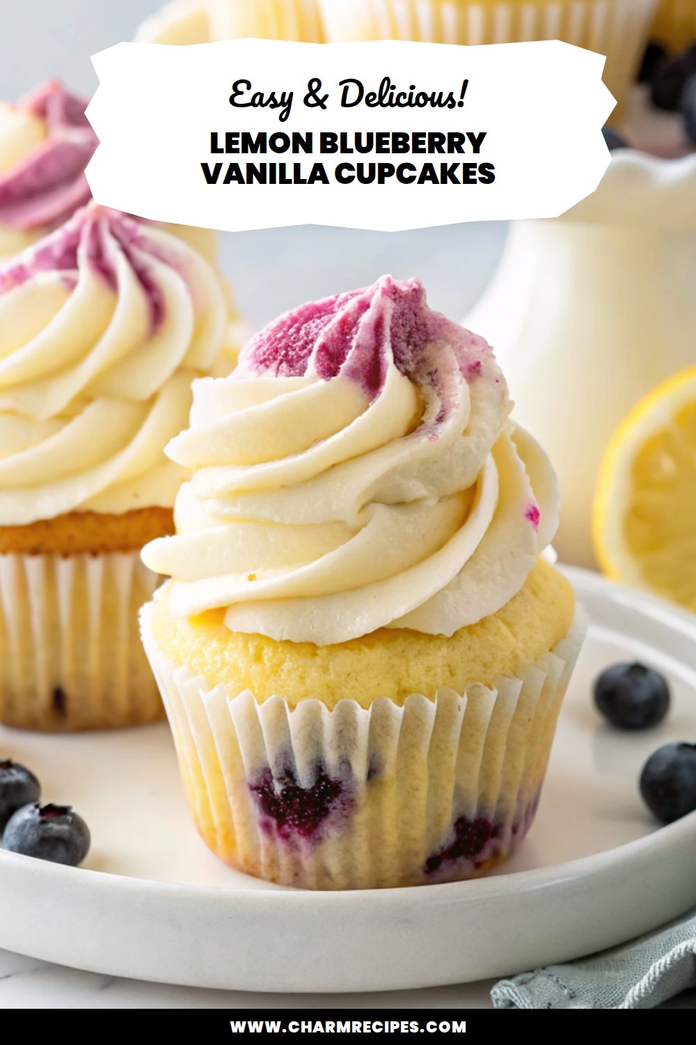 Lemon Blueberry Vanilla Cupcakes