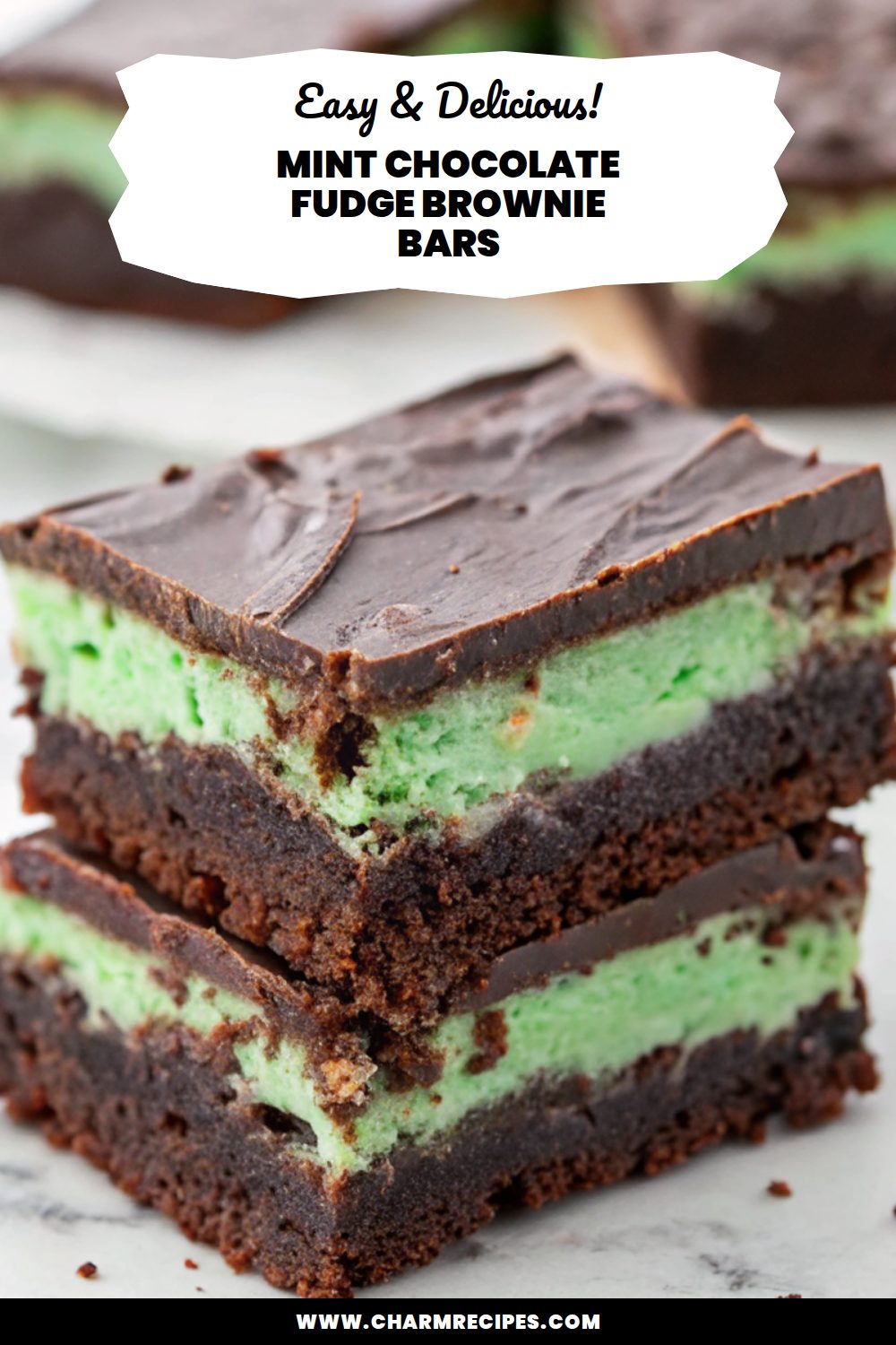 Mint Chocolate Fudge Brownie Bars