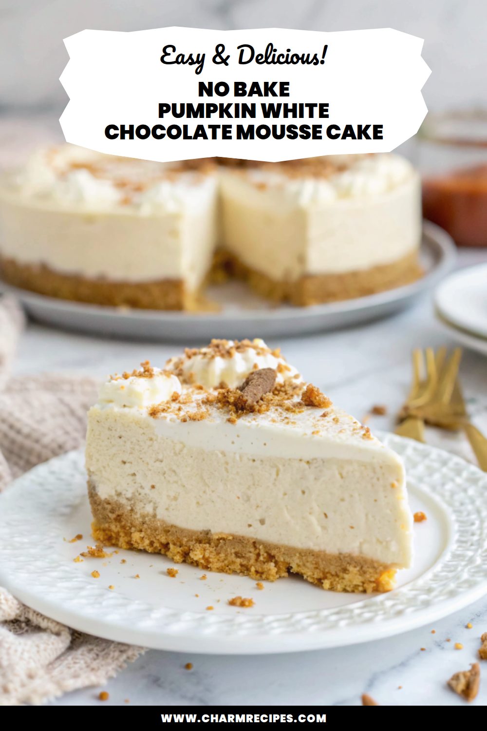 No Bake Pumpkin White Chocolate Mousse Cake