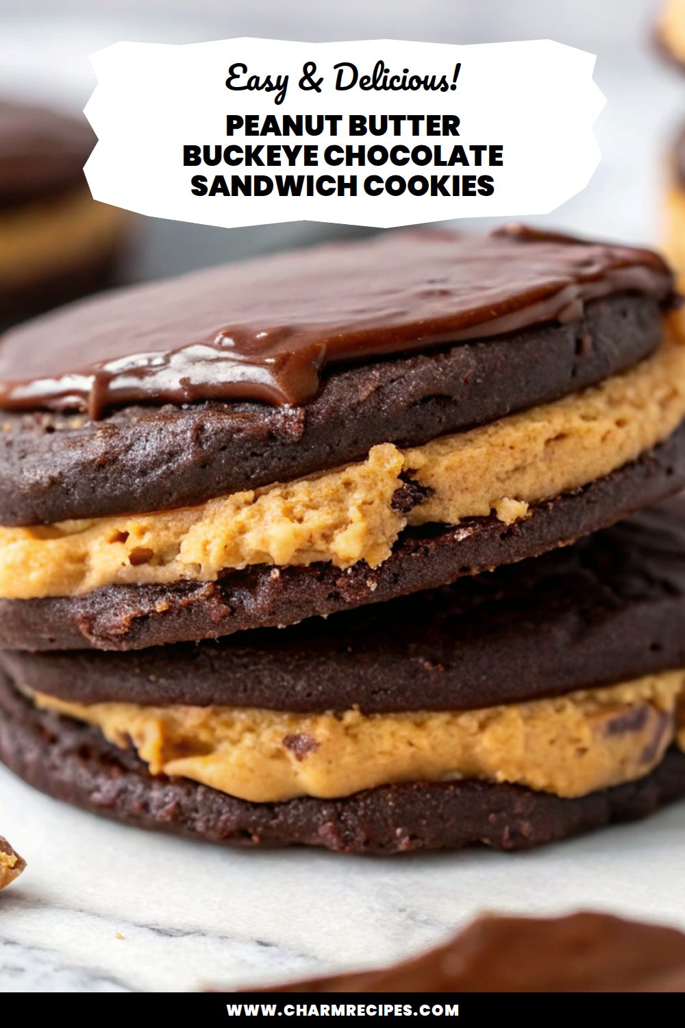 Peanut Butter Buckeye Chocolate Sandwich Cookies