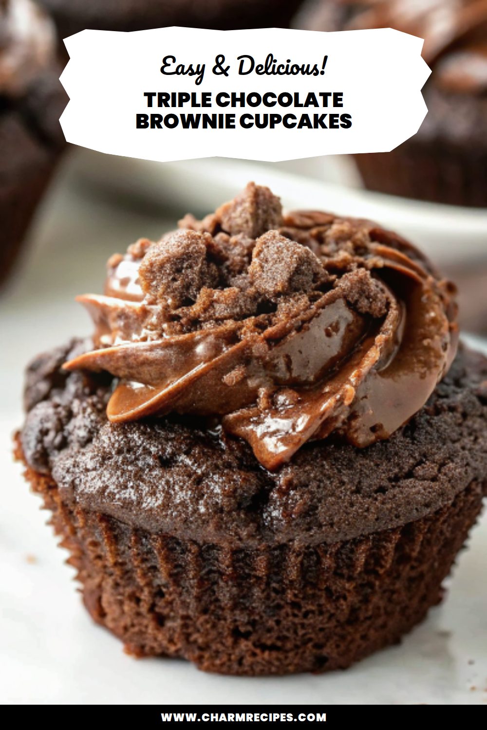 Triple Chocolate Brownie Cupcakes