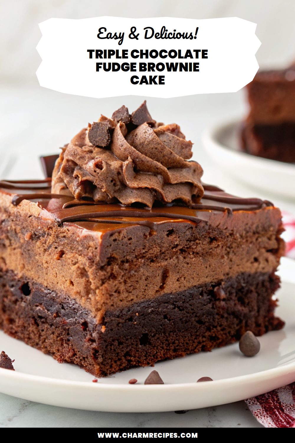 Triple Chocolate Fudge Brownie Cake