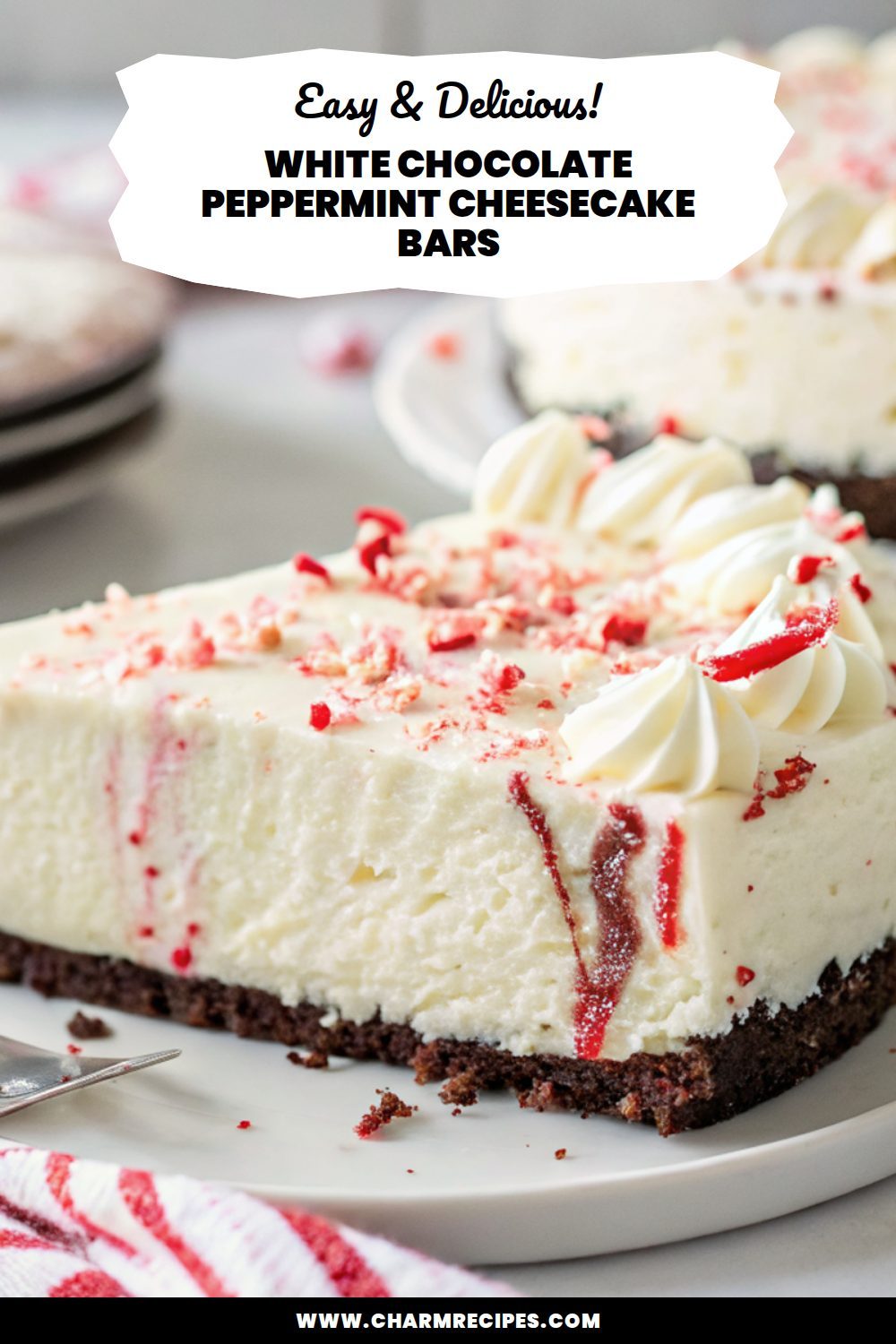 White Chocolate Peppermint Cheesecake Bars