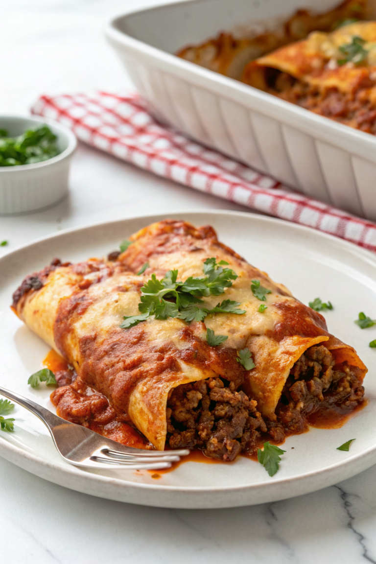 Beef Enchiladas with Red Sauce