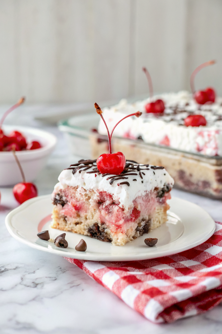 Cherry Chocolate Chip Poke Cake