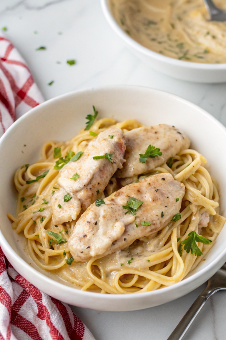 Creamy Chicken Lasagna Bake