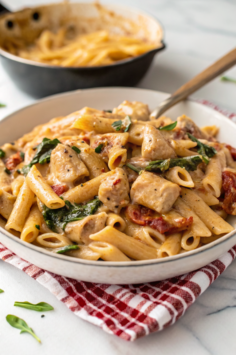 Creamy Tuscan Chicken Pasta Bake Recipe