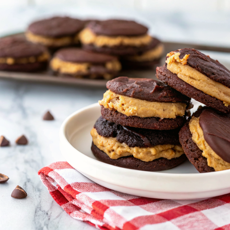 Peanut Butter Buckeye Chocolate Sandwich Cookies