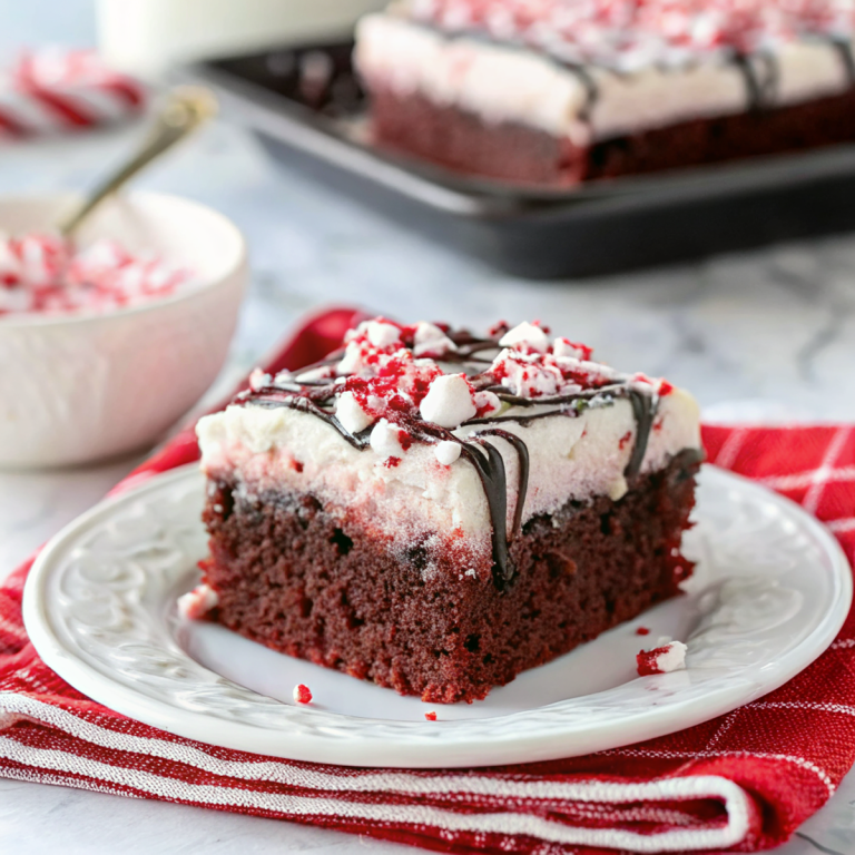 Peppermint Hot Chocolate Poke Cake